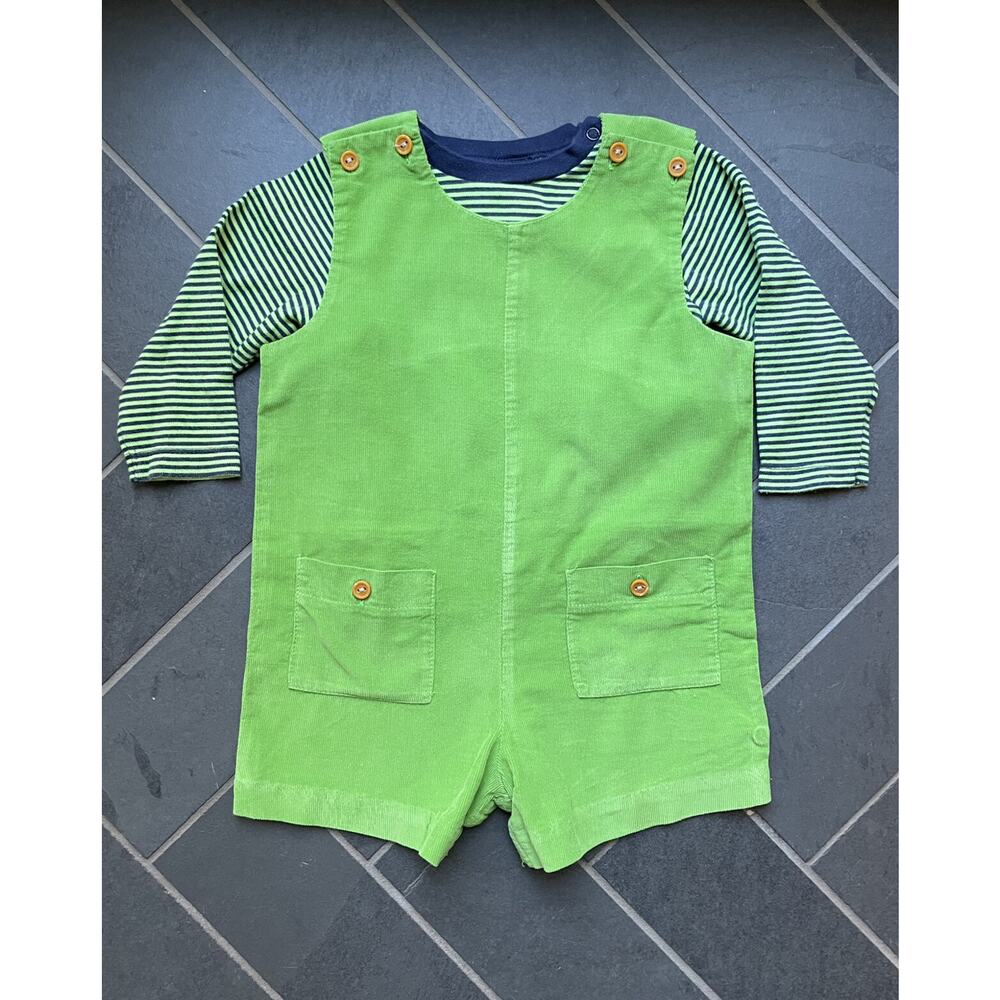 Bella Bliss Lime Corduroy Shortall & Shirt 24m